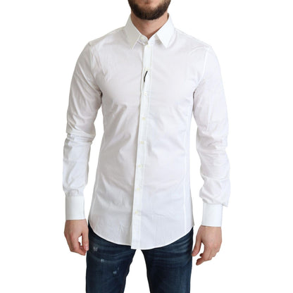Dolce & Gabbana White Cotton Stretch Men Formal SICILIA Shirt Dolce & Gabbana