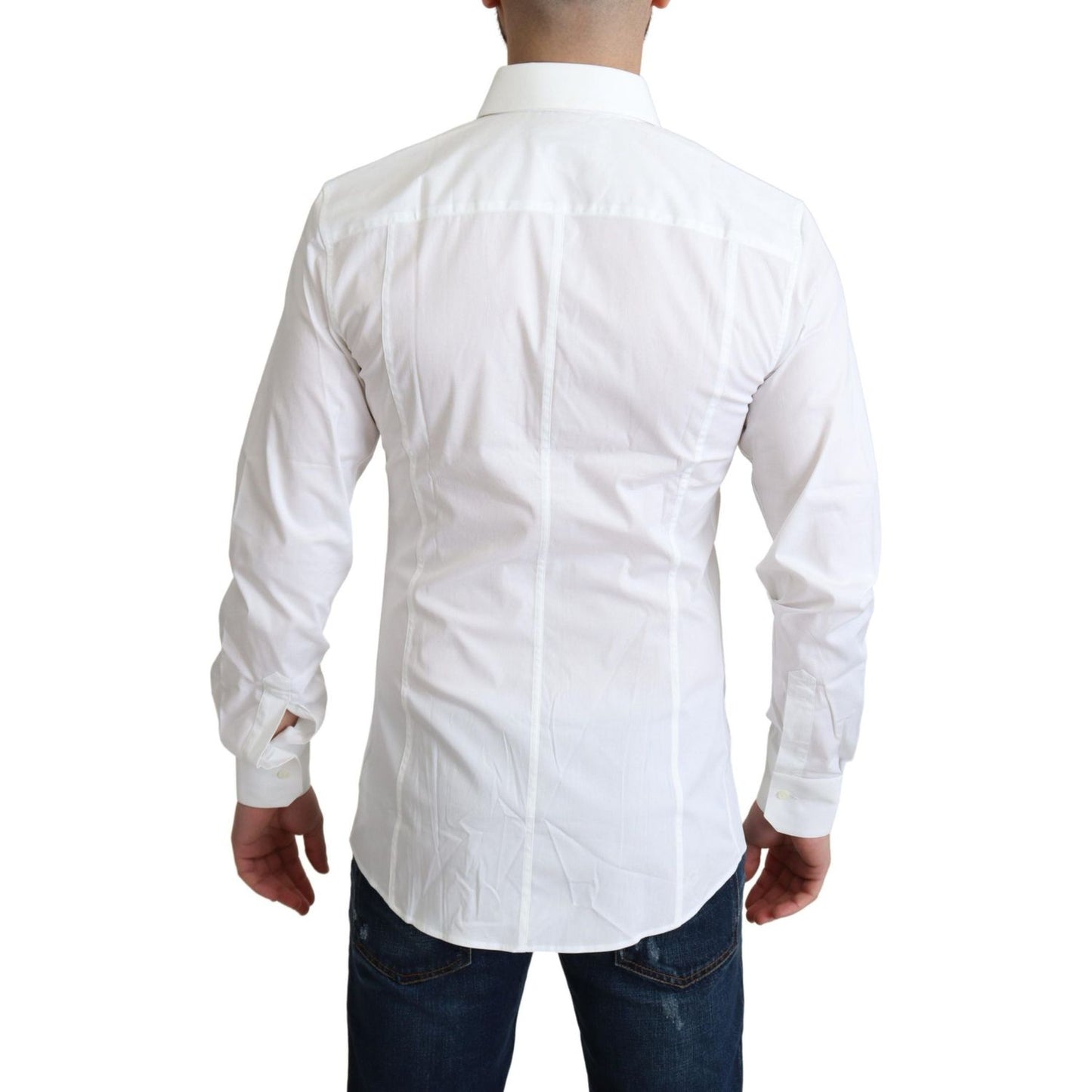 Dolce & Gabbana White Cotton Stretch Men Formal SICILIA Shirt Dolce & Gabbana