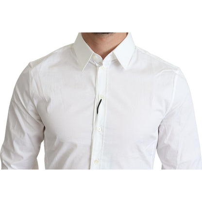 Dolce & Gabbana White Cotton Stretch Men Formal SICILIA Shirt Dolce & Gabbana