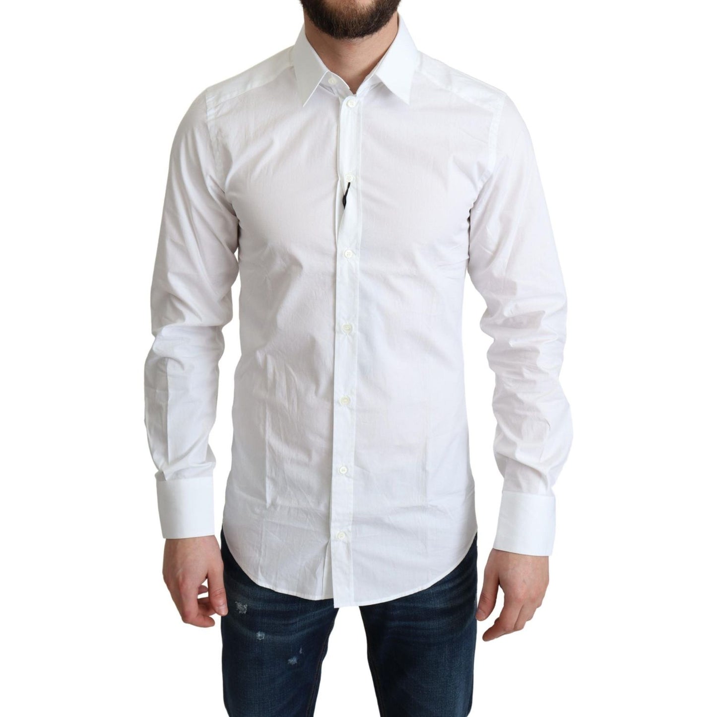 Dolce & Gabbana White Pure Cotton Men Dress Formal Shirt Dolce & Gabbana