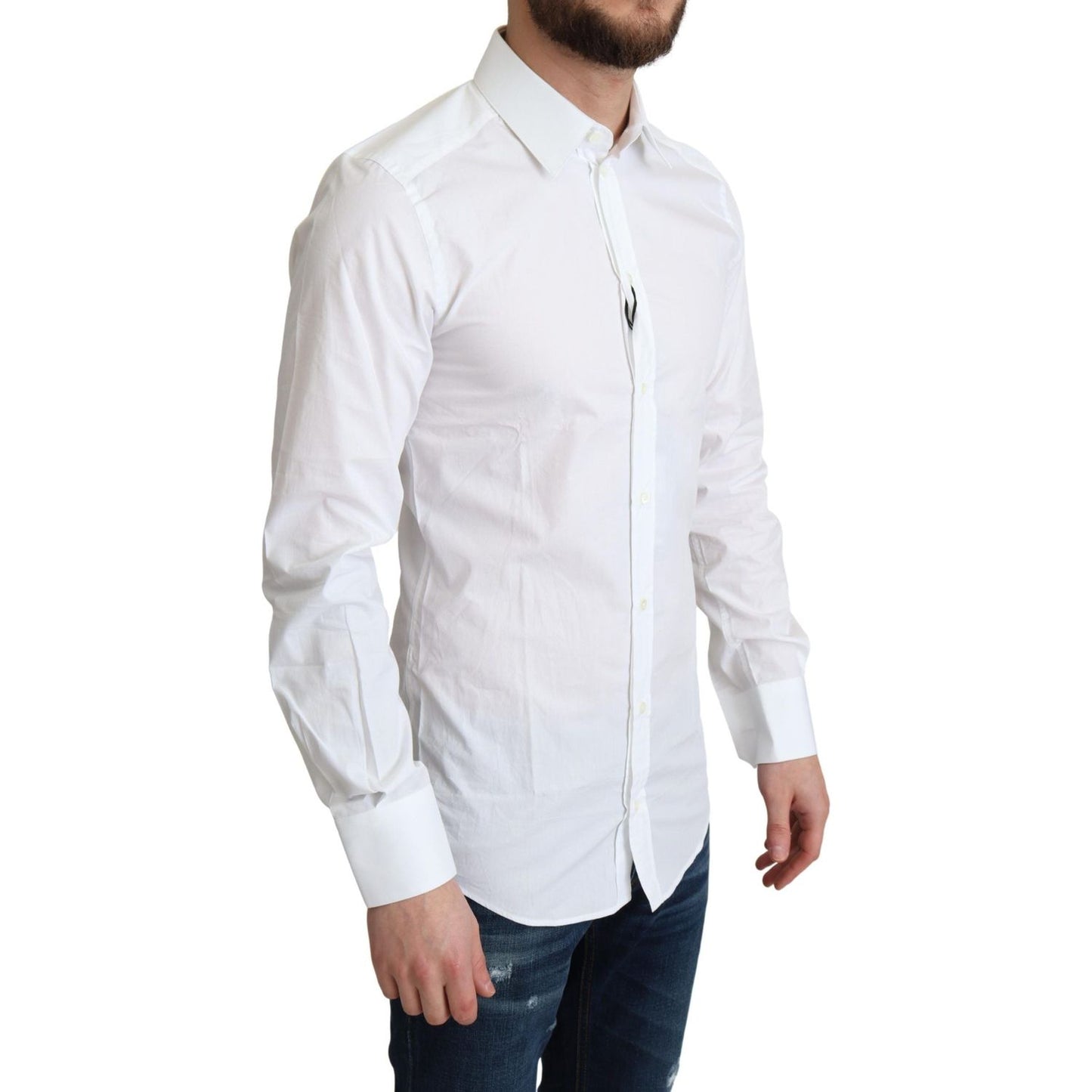Dolce & Gabbana White Pure Cotton Men Dress Formal Shirt Dolce & Gabbana