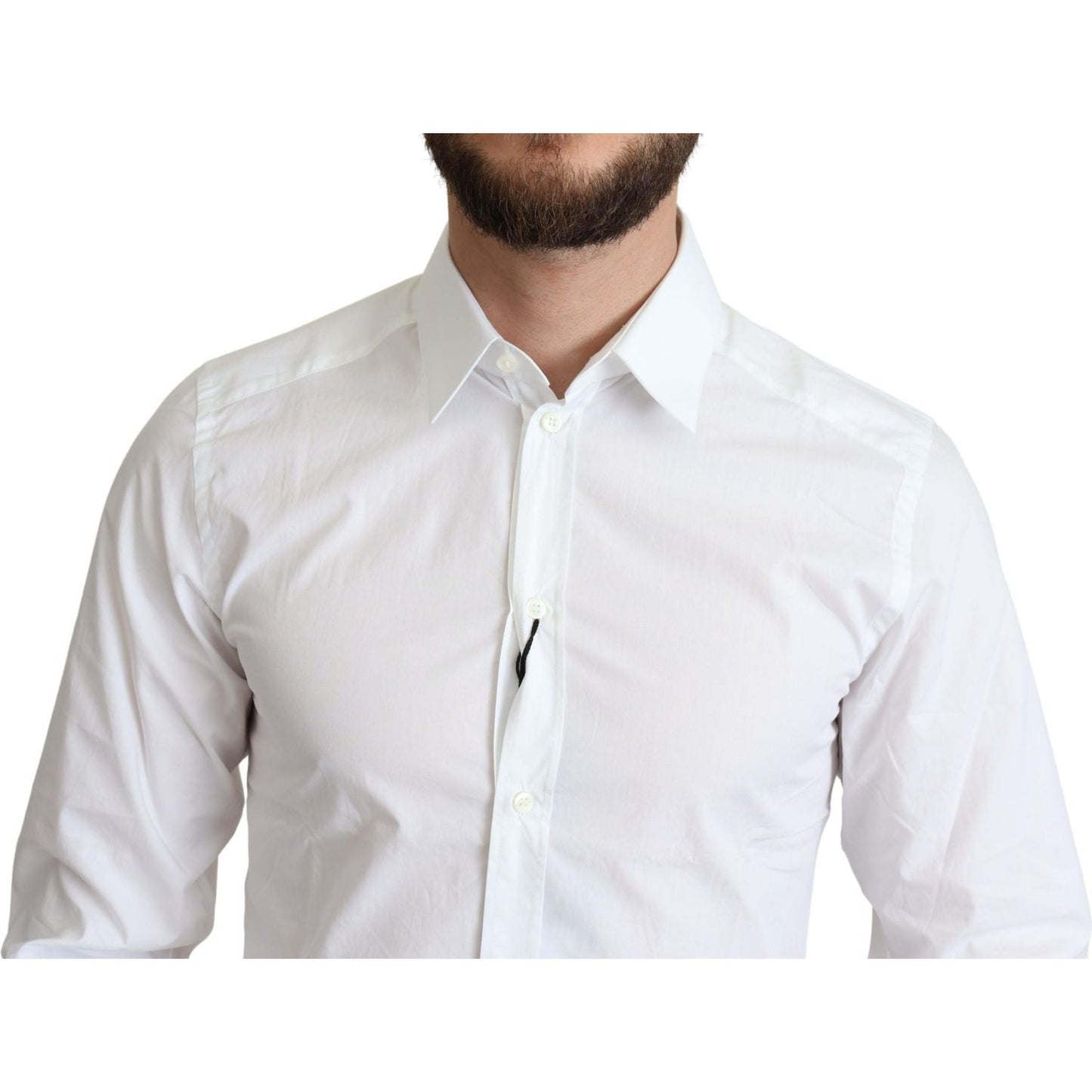 Dolce & Gabbana White Pure Cotton Men Dress Formal Shirt Dolce & Gabbana