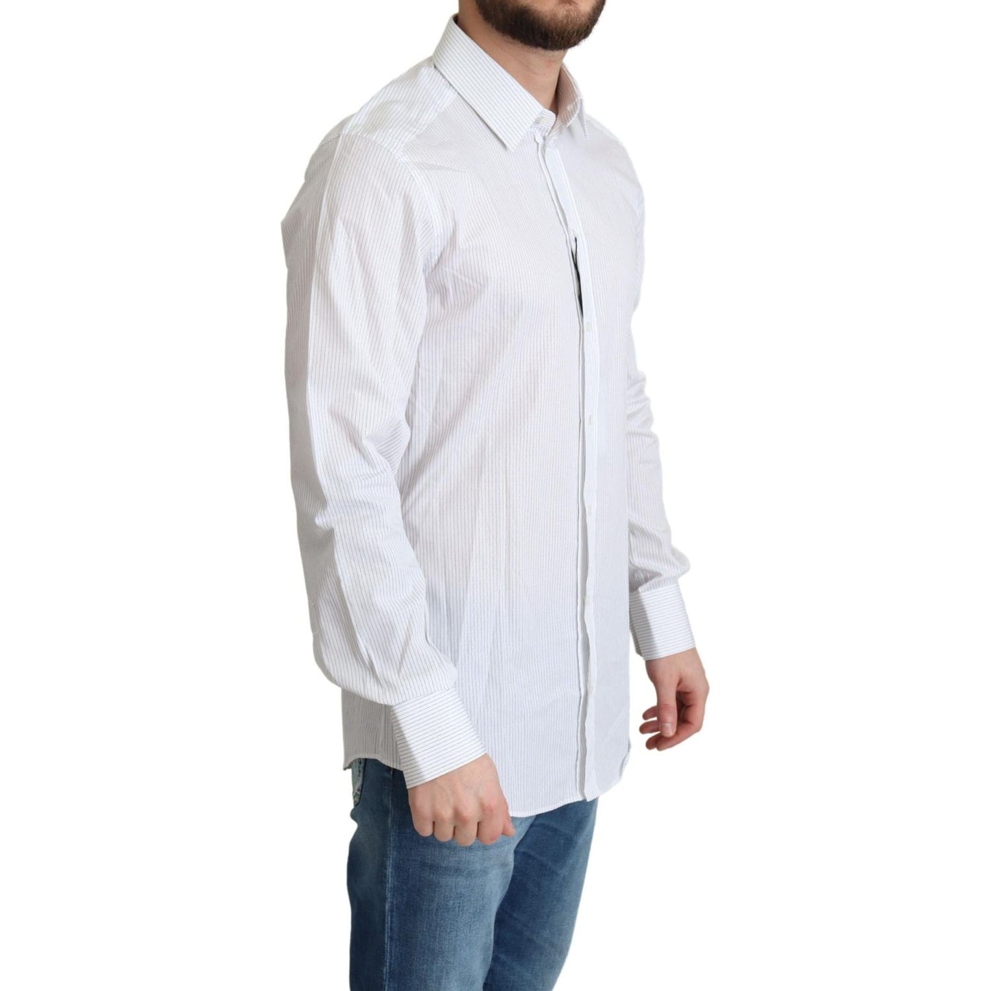 Dolce & Gabbana White Stripes Cotton Formal Dress Shirt Dolce & Gabbana
