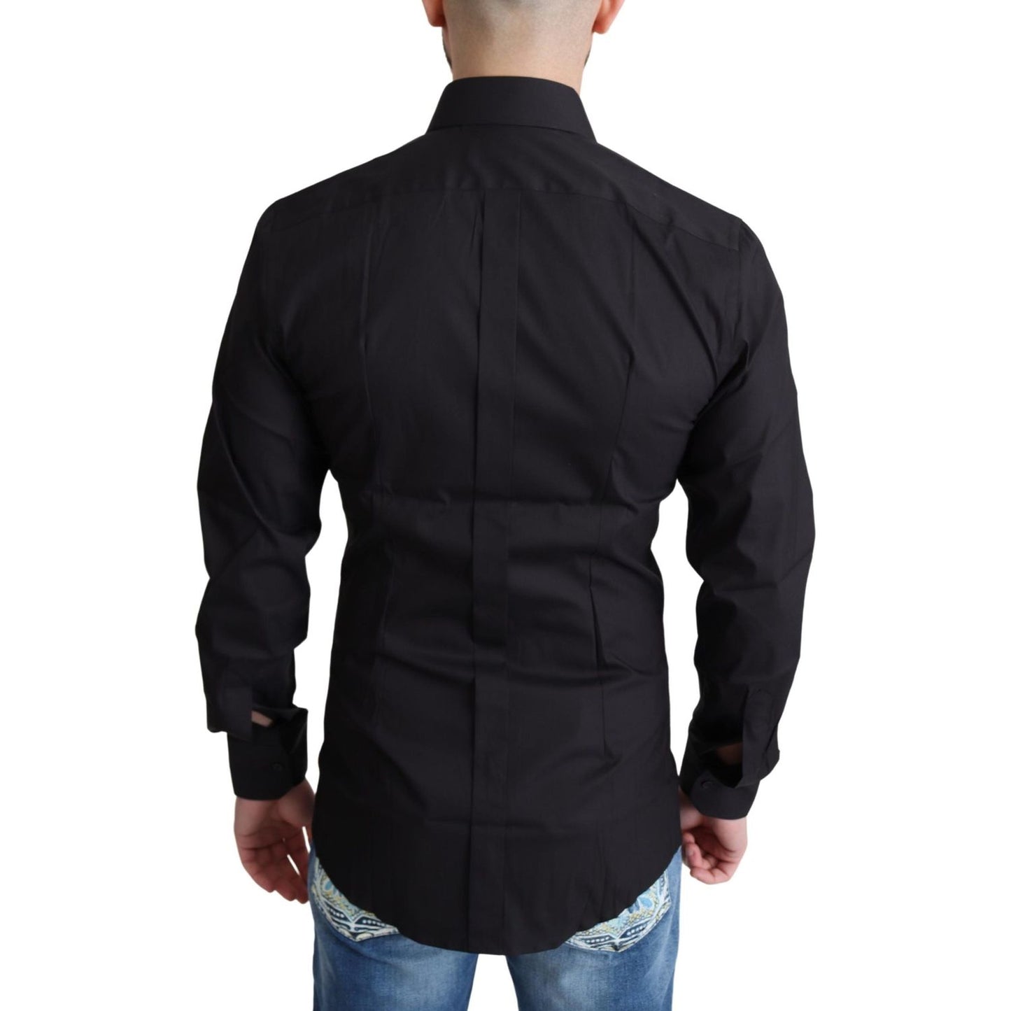 Dolce & Gabbana Black Cotton Blend Formal Dress Shirt Dolce & Gabbana
