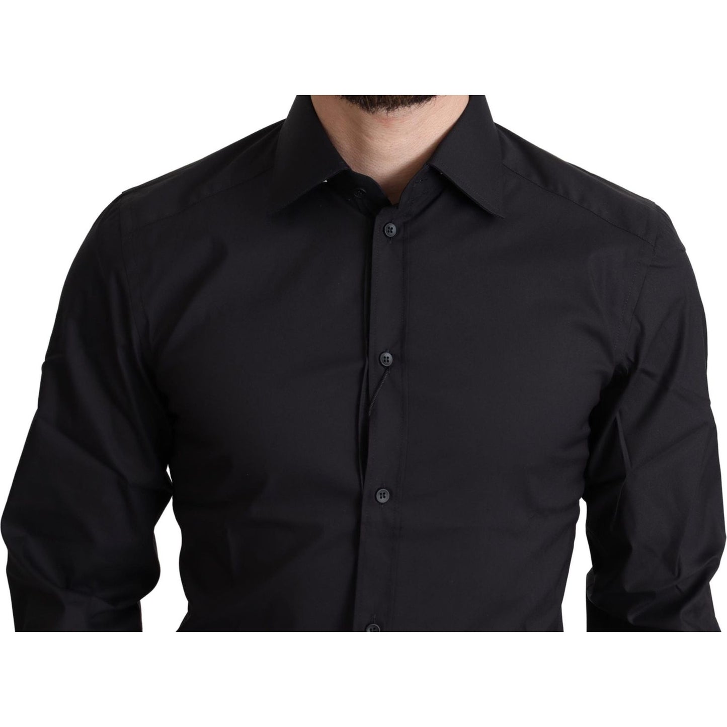 Dolce & Gabbana Black Cotton Blend Formal Dress Shirt Dolce & Gabbana