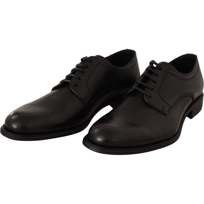 Dolce & Gabbana Black Leather Lace Up Mens Formal Derby Shoes Dress Shoes