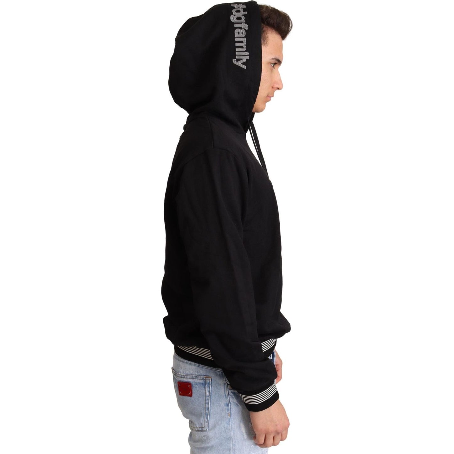 Dolce & Gabbana Black Cotton Hooded #dgfamily Sweater Dolce & Gabbana