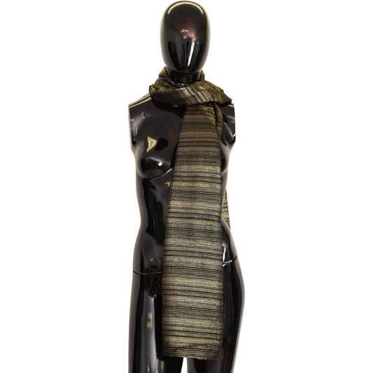 Dolce & Gabbana Metallic Gold Silk Stretch Shawl Wrap Scarf