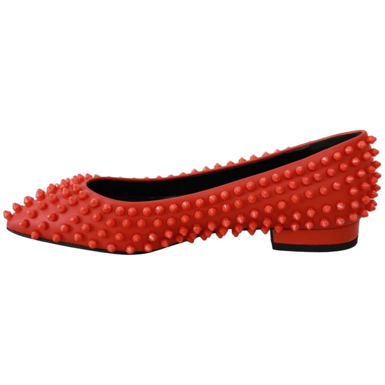 Philipp Plein Orange Leather Ballerina WHAT I DO Flats Shoes