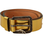 John Galliano Gold Genuine Leather Rustic Silver Buckle Waist Belt BEL8142 -100