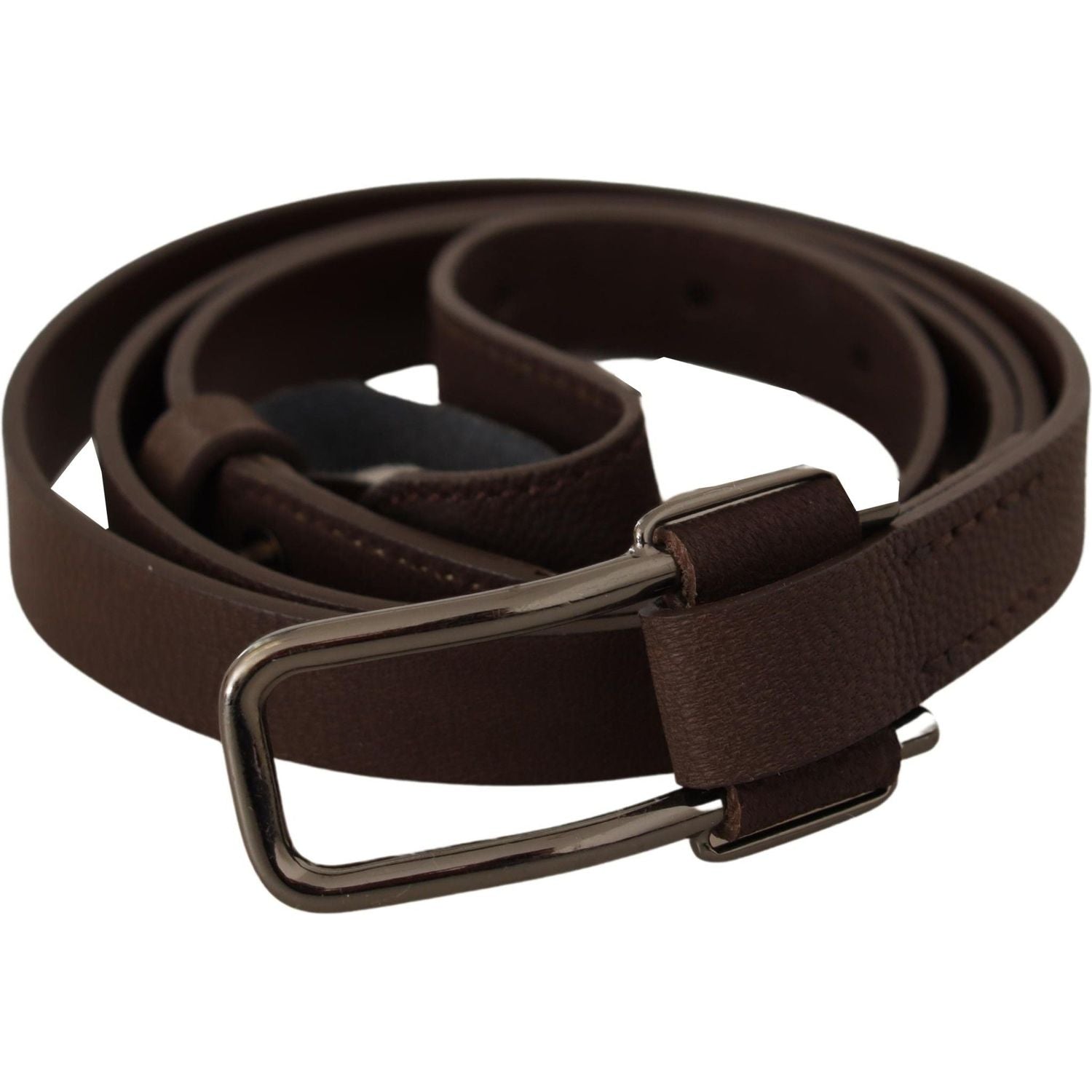 Costume National Brown WX Silver Metal Buckle Belt