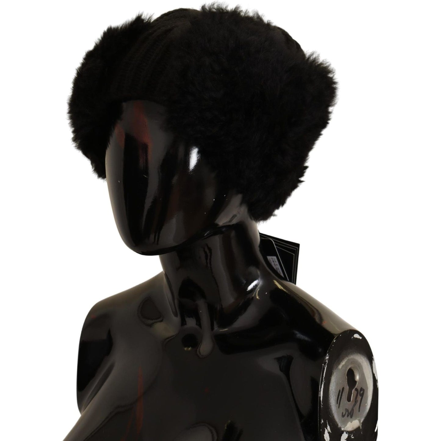 Dolce & Gabbana Black Cashmere Fur Women Beanie Women Hat Beanie Hat