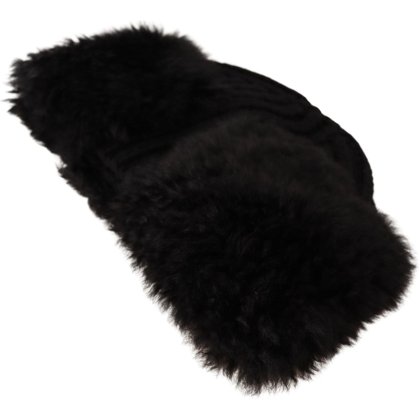 Dolce & Gabbana Black Cashmere Fur Women Beanie Women Hat Beanie Hat
