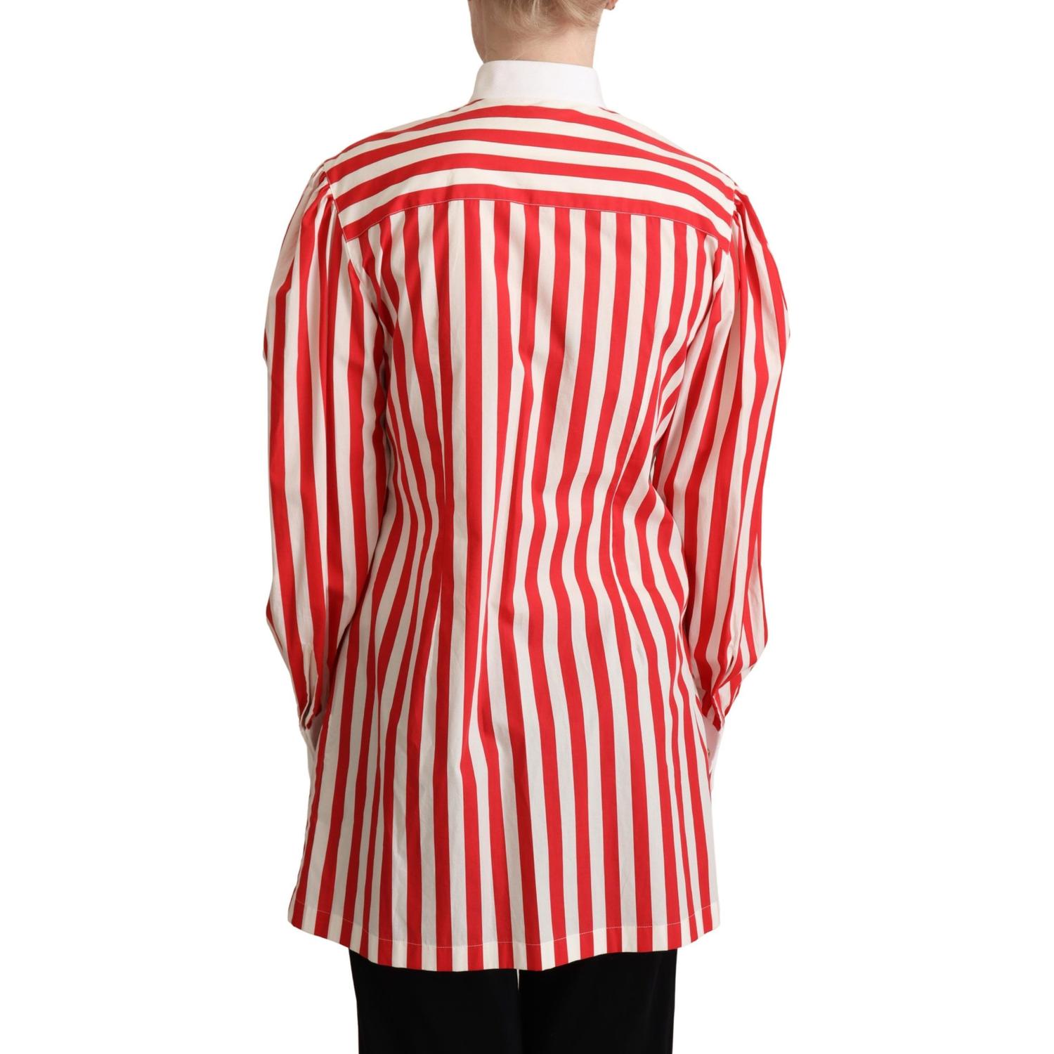 Dolce & Gabbana Red White Striped Long Sleeves Formal Shirt