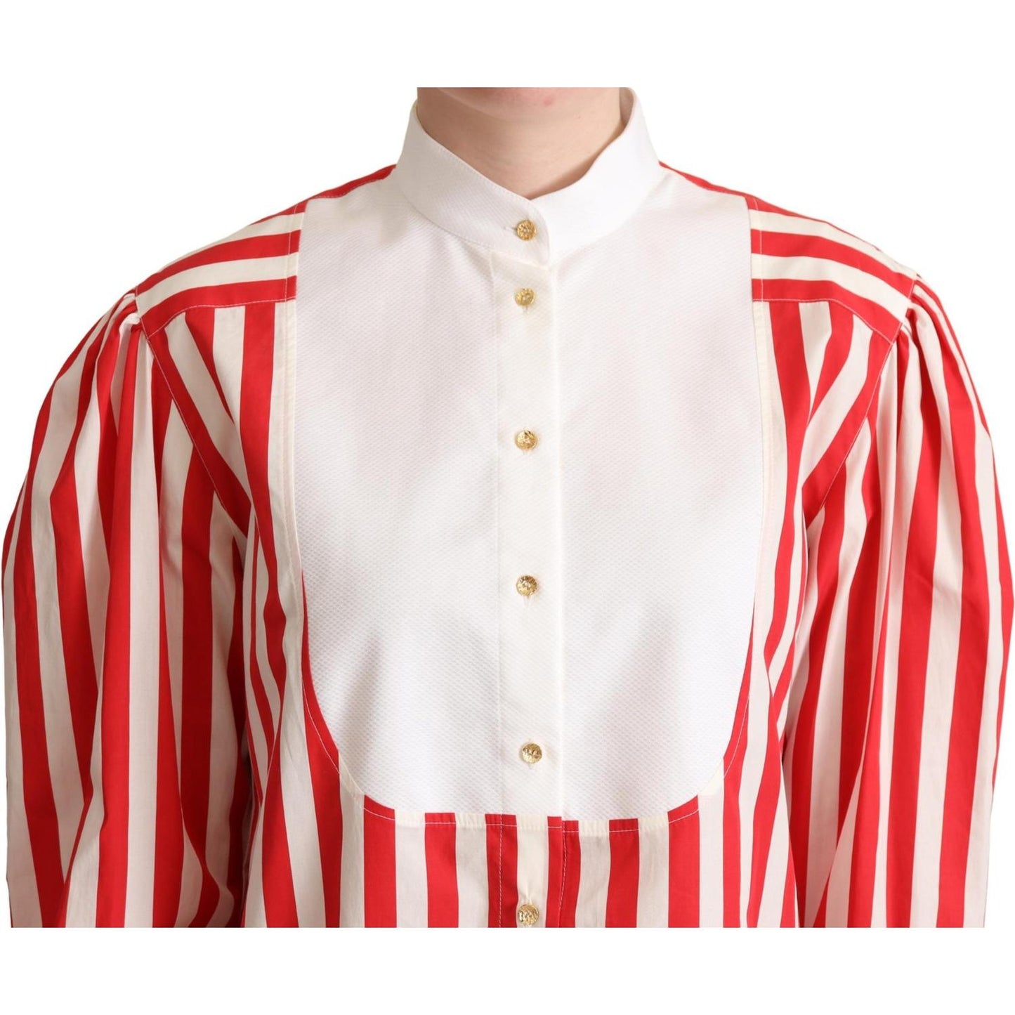 Dolce & Gabbana Red White Striped Long Sleeves Formal Shirt