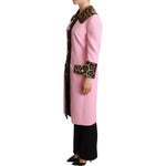Dolce & Gabbana Pink Leopard Wool Trenchcoat Jacket JKT2973 -38