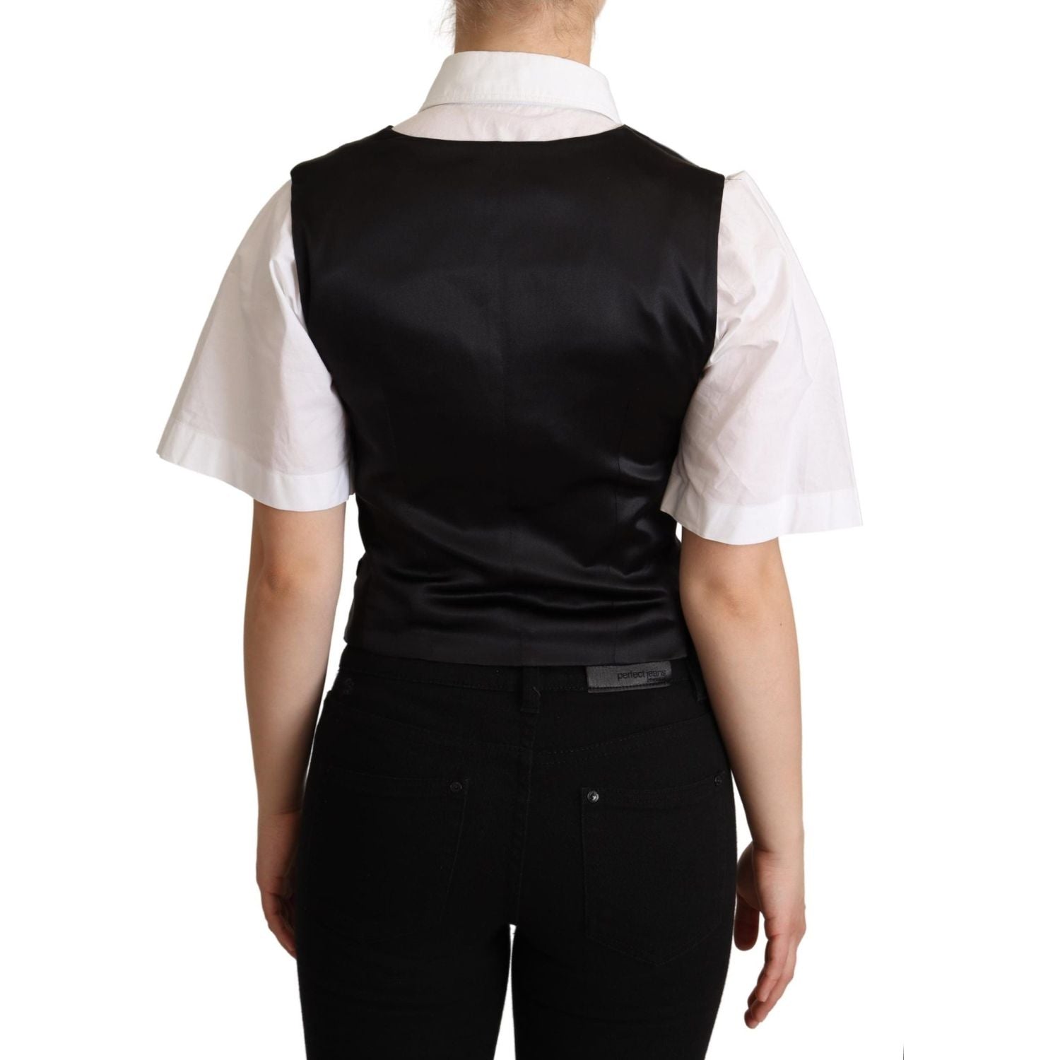 Dolce & Gabbana Black Silk Sleeveless Waistcoat Vest
