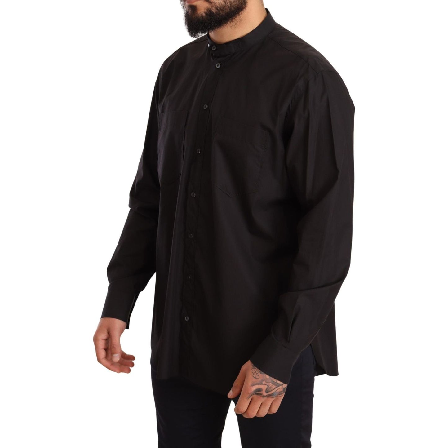Dolce & Gabbana Black 100% Cotton Formal Dress Top Shirt Dolce & Gabbana