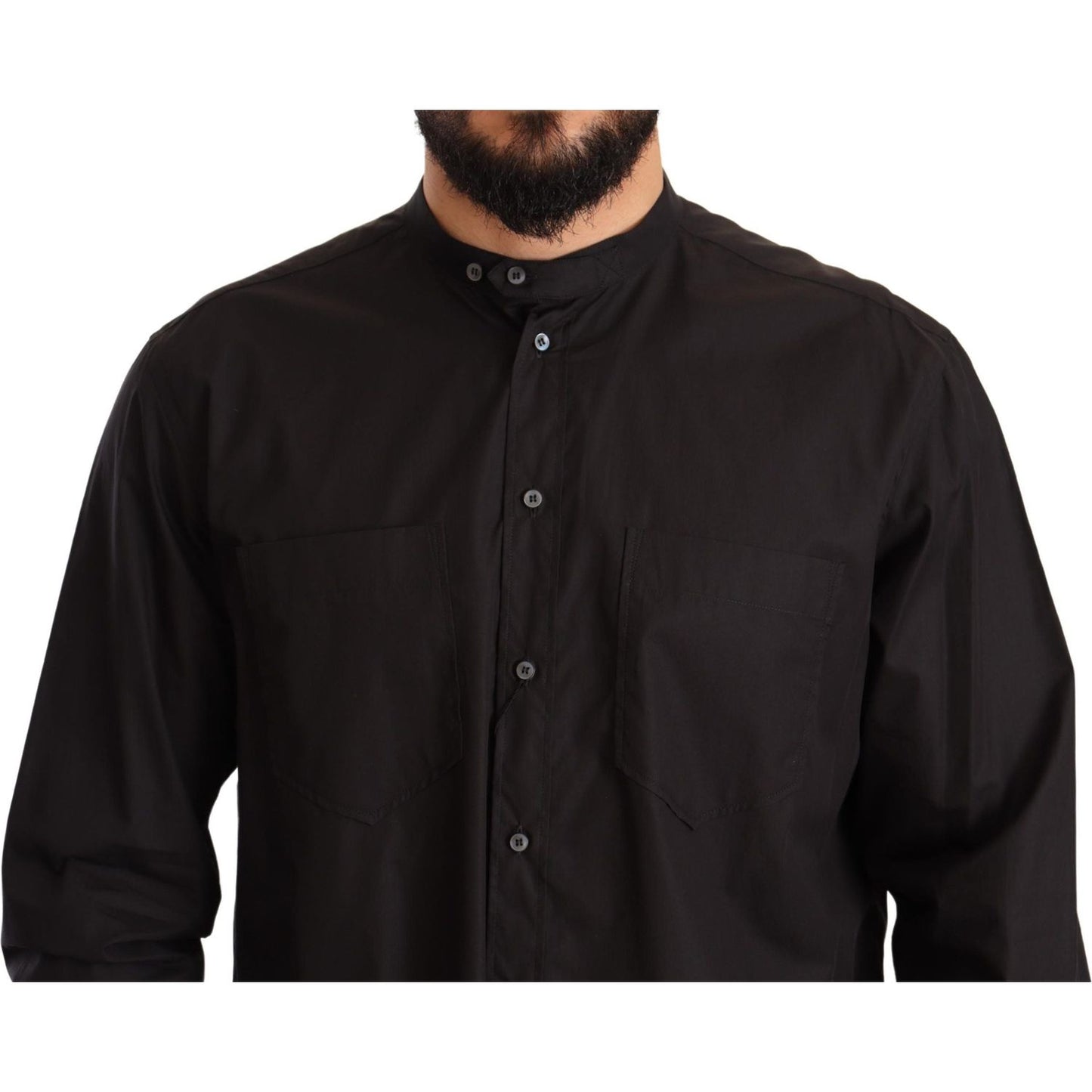 Dolce & Gabbana Black 100% Cotton Formal Dress Top Shirt Dolce & Gabbana