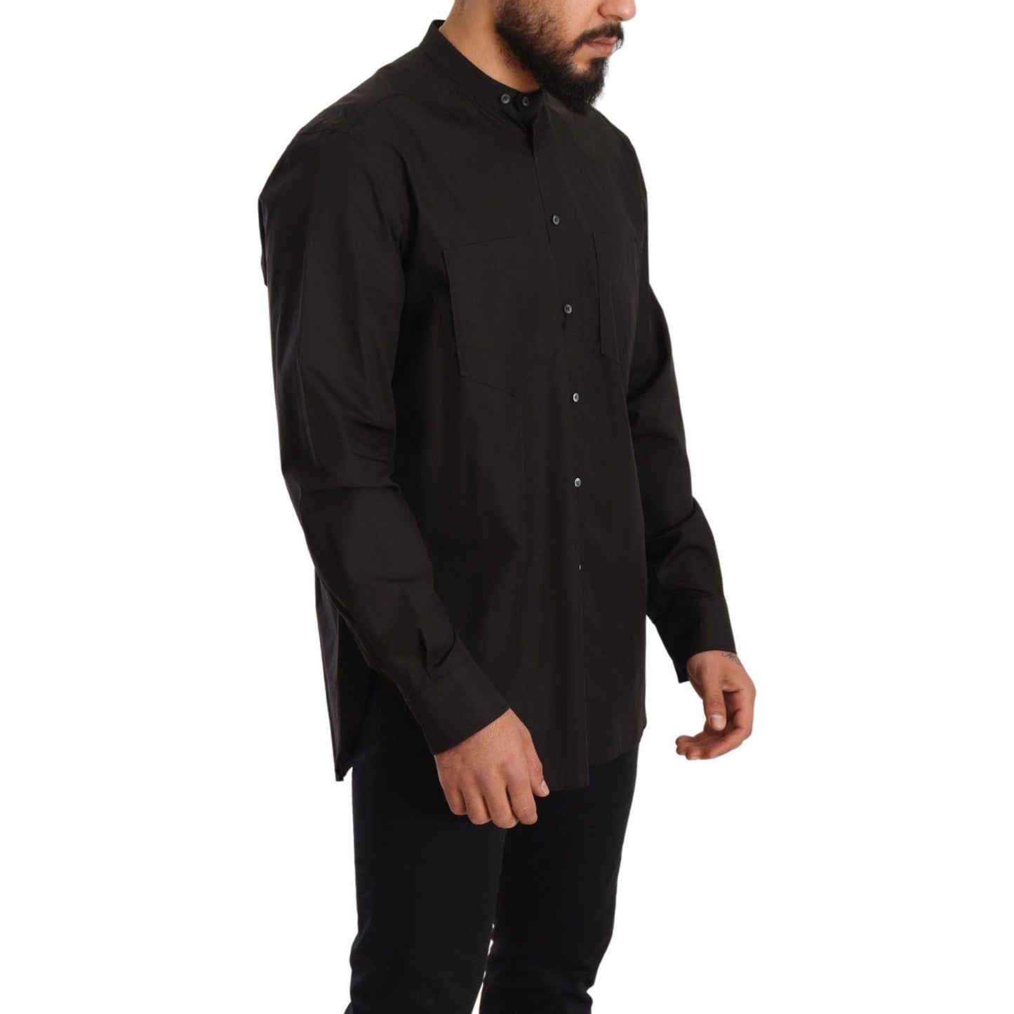 Dolce & Gabbana Black 100% Cotton Formal Dress Top Shirt Dolce & Gabbana