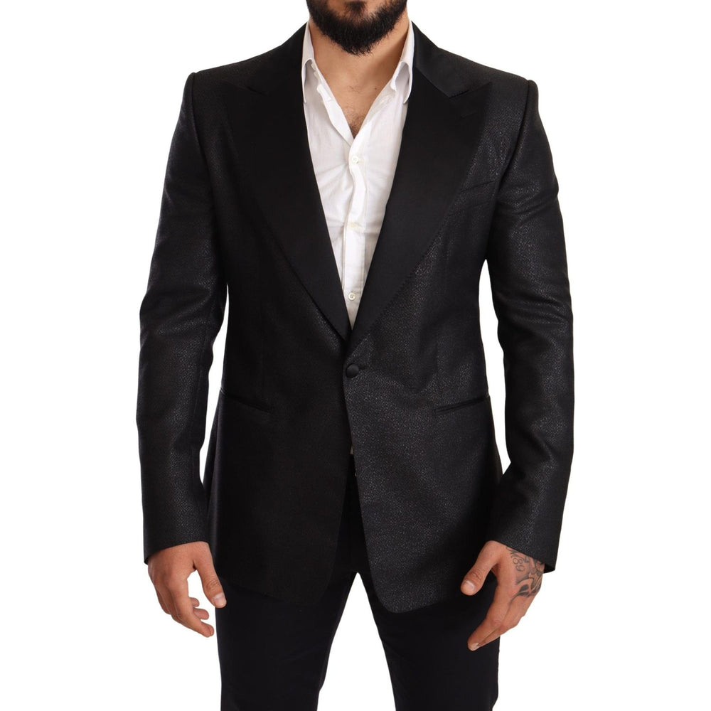 Dolce & Gabbana Black Metallic Slim Jacket Tuxedo Blazer Blazer Jacket