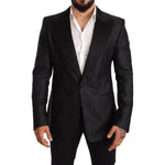 Dolce & Gabbana Black Metallic Slim Jacket Tuxedo Blazer Blazer Jacket