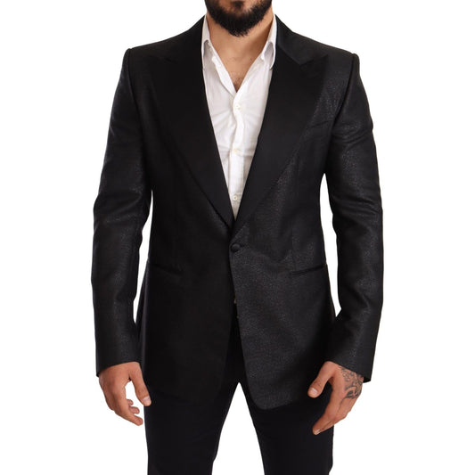 Dolce & Gabbana Black Metallic Slim Jacket Tuxedo Blazer Blazer Jacket