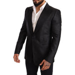 Dolce & Gabbana Black Metallic Slim Jacket Tuxedo Blazer Blazer Jacket
