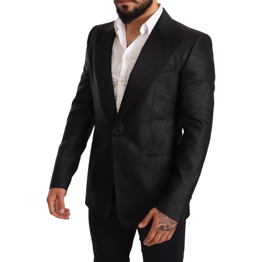 Dolce & Gabbana Black Metallic Slim Jacket Tuxedo Blazer Blazer Jacket