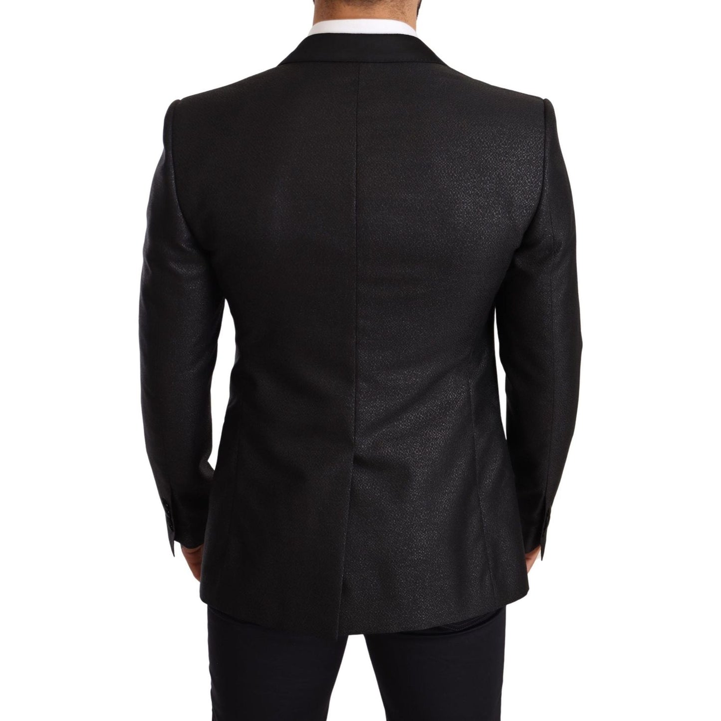 Dolce & Gabbana Black Metallic Slim Jacket Tuxedo Blazer Blazer Jacket