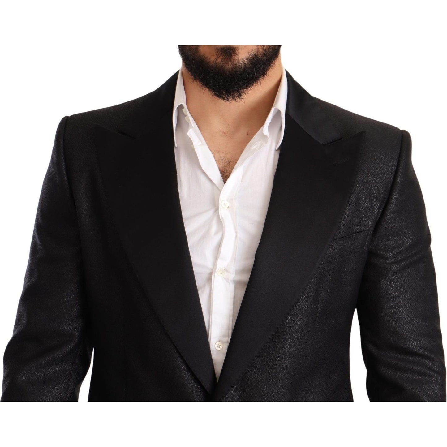 Dolce & Gabbana Black Metallic Slim Jacket Tuxedo Blazer Blazer Jacket