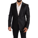 Dolce & Gabbana Black Metallic Slim Jacket Tuxedo Blazer Blazer Jacket