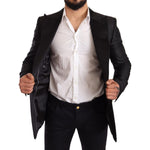 Dolce & Gabbana Black Metallic Slim Jacket Tuxedo Blazer Blazer Jacket