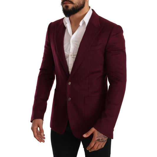 Dolce & Gabbana Maroon Cashmere Slim Fit Coat Jacket Blazer JKT2851 -48