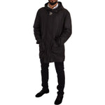 Dolce & Gabbana Black Hooded Mens Trench Coat Jacket