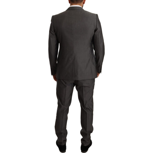 Dolce & Gabbana Gray Metallic MARTINI Slim Fit Set Suit KOS1882-48
