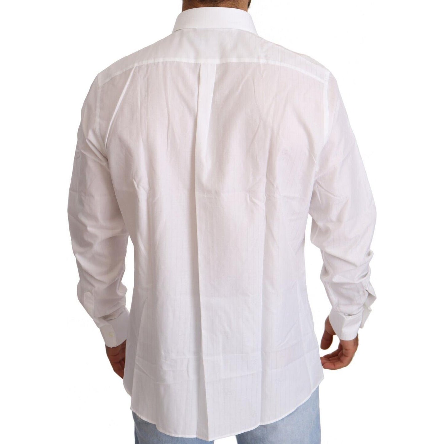 Dolce & Gabbana White Cotton Slim Fit Men MARTINI Shirt Dolce & Gabbana