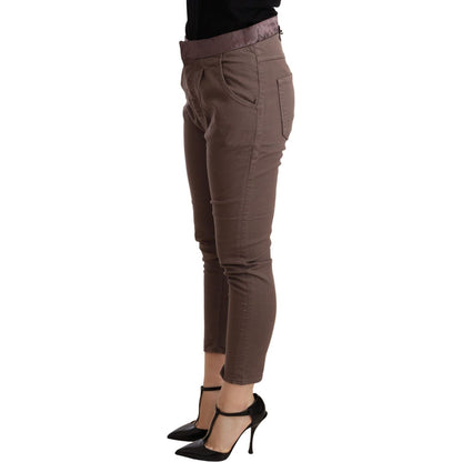 CYCLE Brown Mid Waist Cropped Skinny Stretch Trouser WOMAN TROUSERS