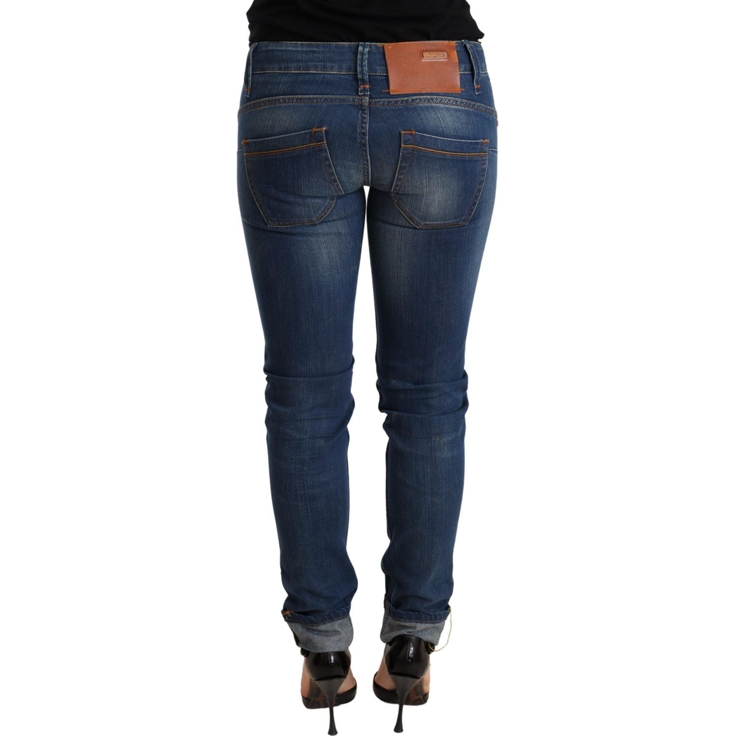 Acht Blue Washed Low Waist Skinny Denim Jeans Pant