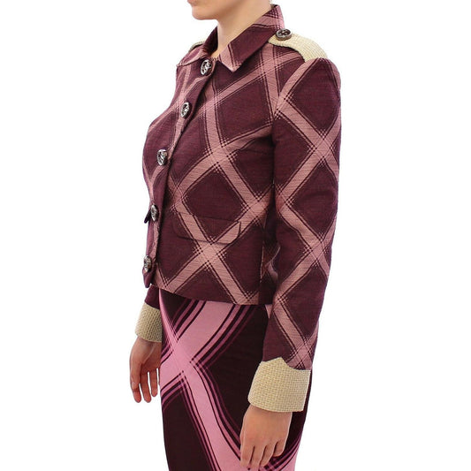 House of Holland Check Trench Coat Blazer Purple Jacket WOMAN COATS & JACKETS