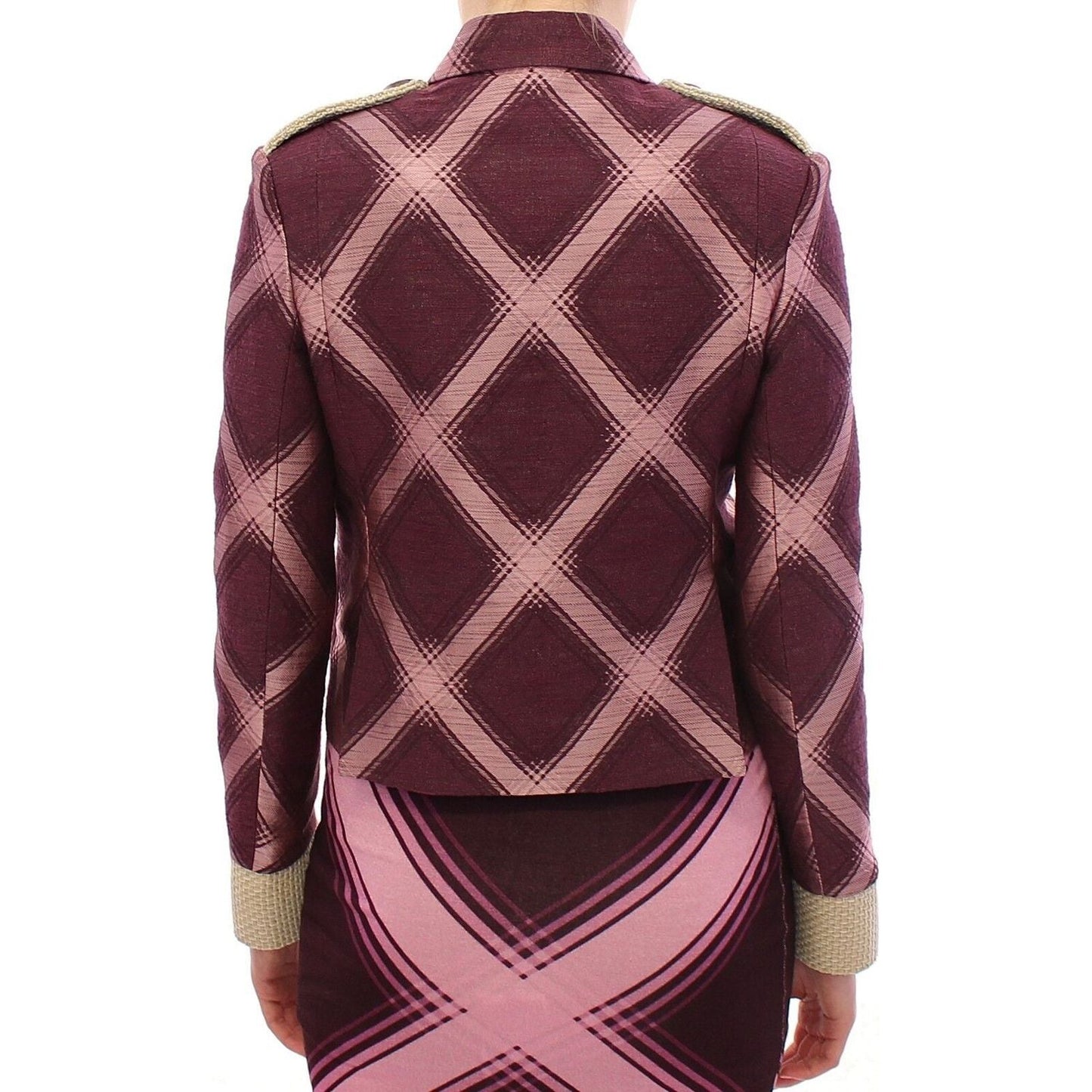 House of Holland Check Trench Coat Blazer Purple Jacket WOMAN COATS & JACKETS