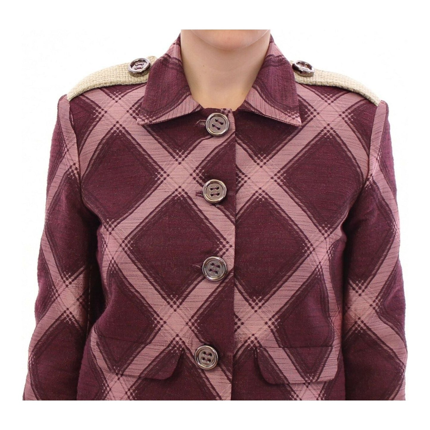 House of Holland Check Trench Coat Blazer Purple Jacket WOMAN COATS & JACKETS