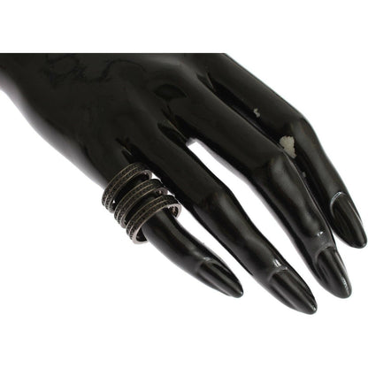 Nialaya Black CZ Rhodium 925 Silver Ring Ring