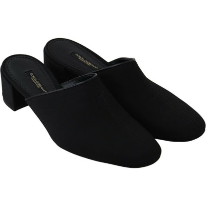 Dolce & Gabbana Black Grosgrain Slides Sandals Women Shoes WOMAN SANDALS