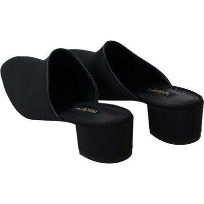 Dolce & Gabbana Black Grosgrain Slides Sandals Women Shoes WOMAN SANDALS