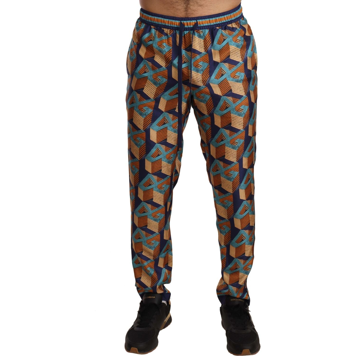 Dolce & Gabbana Multicolor Patterned Joggers Silk Pants