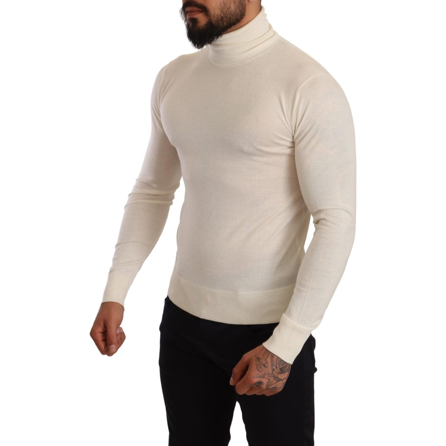 Dolce & Gabbana Cream Cashmere Turtleneck Pullover Sweater Dolce & Gabbana