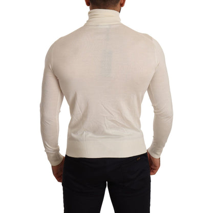 Dolce & Gabbana Cream Cashmere Turtleneck Pullover Sweater Dolce & Gabbana