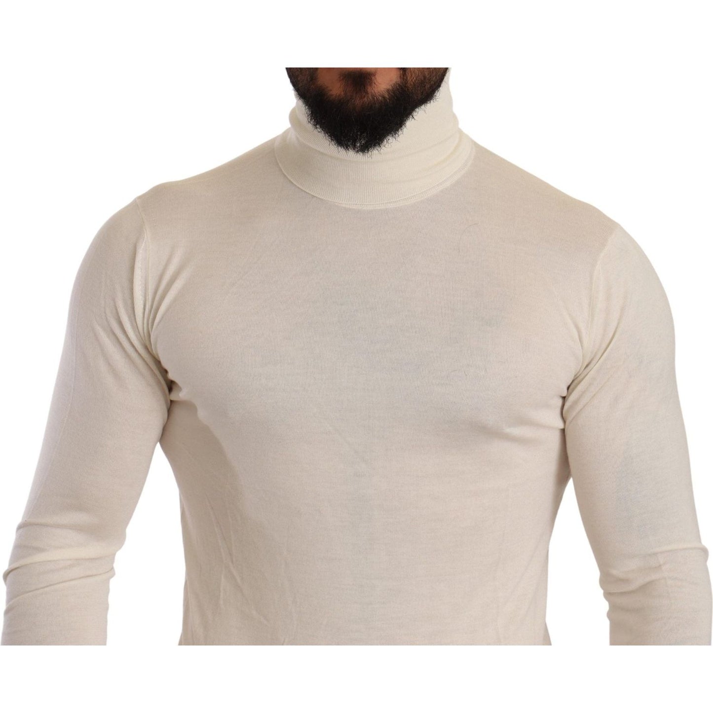 Dolce & Gabbana Cream Cashmere Turtleneck Pullover Sweater Dolce & Gabbana