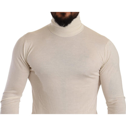 Dolce & Gabbana Cream Cashmere Turtleneck Pullover Sweater Dolce & Gabbana